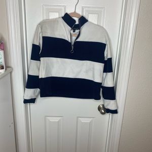 Blue and white cropped sweatshirt